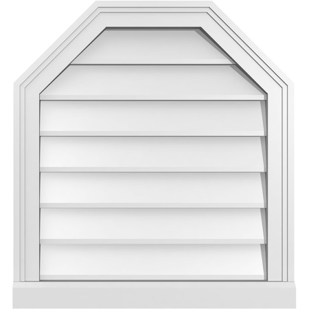 Ekena Millwork Octagonal Top Surface Mount PVC Gable Vent w/ 2"W x 2"P Brickmould Sill Frame, 22"W x 24"H GVPOT22X2403SN